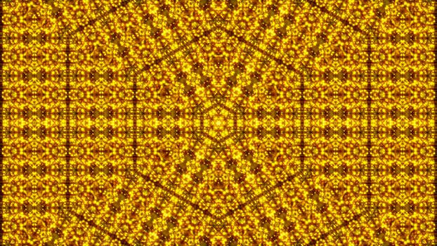 Gold abstract kaleidoscope background. Digital illustration. 3d rendering