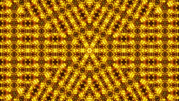 Gold abstract kaleidoscope background. Digital illustration. 3d rendering