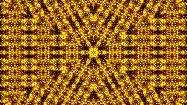 Gold abstract kaleidoscope background. Digital illustration. 3d rendering