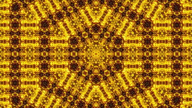 Gold abstract kaleidoscope background. Digital illustration. 3d rendering