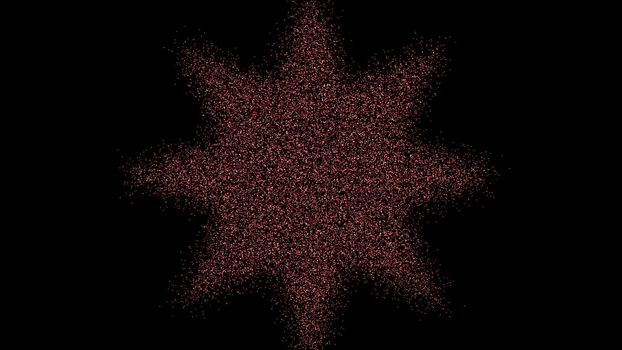 The formation of the star of the particles. Digital futuristic tunnel. Digital illustration. 3d rendering