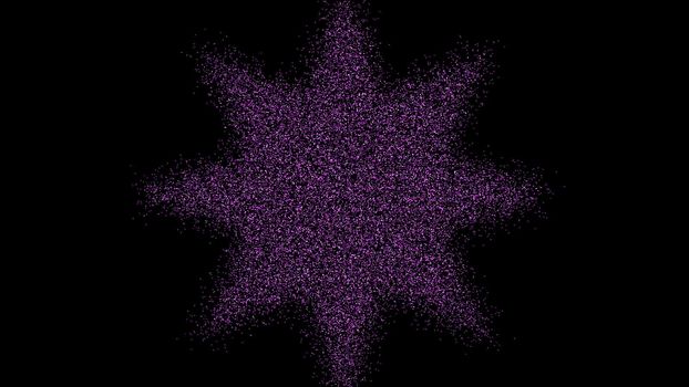 The formation of the star of the particles. Digital futuristic tunnel. Digital illustration. 3d rendering