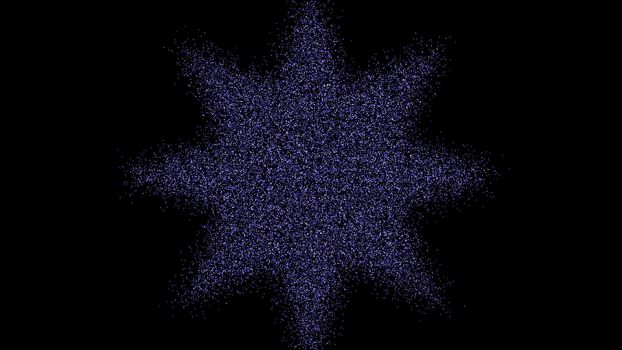 The formation of the star of the particles. Digital futuristic tunnel. Digital illustration. 3d rendering