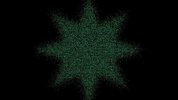 The formation of the star of the particles. Digital futuristic tunnel. Digital illustration. 3d rendering