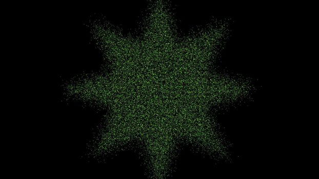The formation of the star of the particles. Digital futuristic tunnel. Digital illustration. 3d rendering