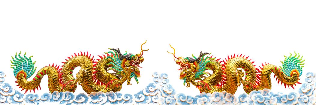 Chinese dragon statue isolated on white background.