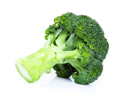 Closeup fresh broccoli on white background, raw food healthy for cooking 