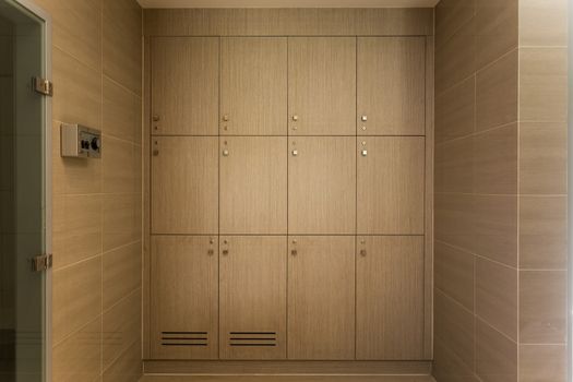 wooden locker room in the modern building