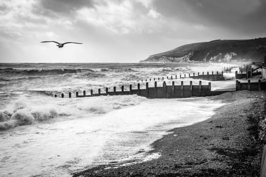 EASTBOURNE, EAST SUSSEX/UK - OCTOBER 21 : Tail End of Storm Brian Racing Past Eastbourne Seafront in East Sussex on October 21, 20017