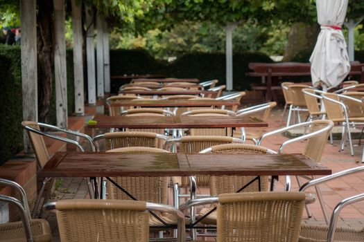 Tables and chairs on a terrace from the restaurant