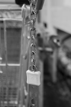 Many shopping carts of a supermarket