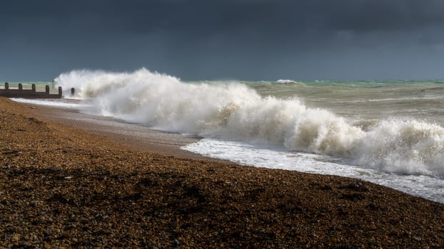 EASTBOURNE, EAST SUSSEX/UK - OCTOBER 21 : Tail End of Storm Brian Racing Past Eastbourne Seafront in East Sussex on October 21, 20017