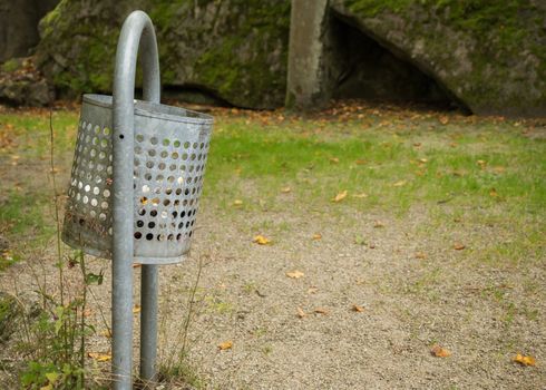 Waste bin on the trail