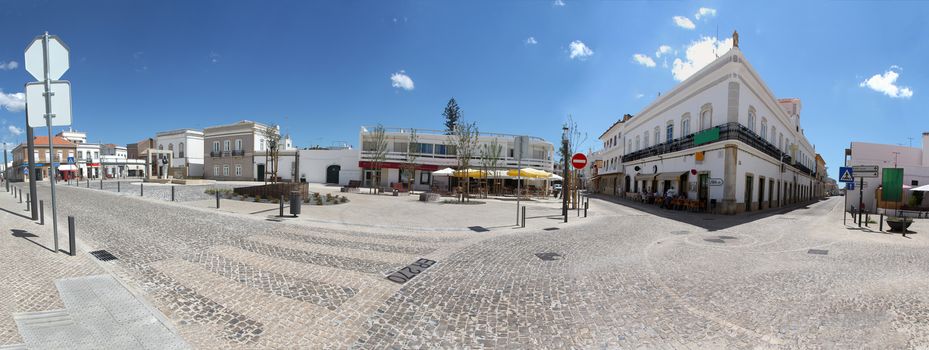 View of the renovated Sao Bras de Alportel main plaza, located in Portugal.