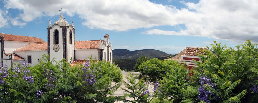 View of the classic Sao Bras de Alportel main church, located in Portugal.