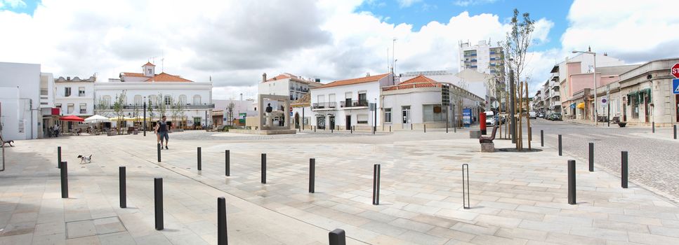 View of the renovated Sao Bras de Alportel main plaza, located in Portugal.