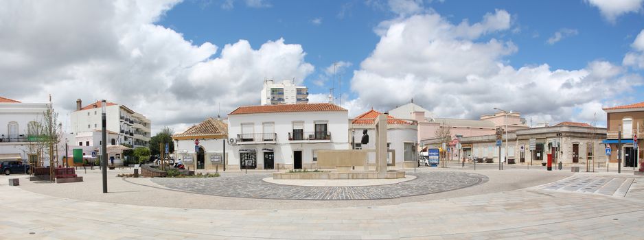 View of the renovated Sao Bras de Alportel main plaza, located in Portugal.