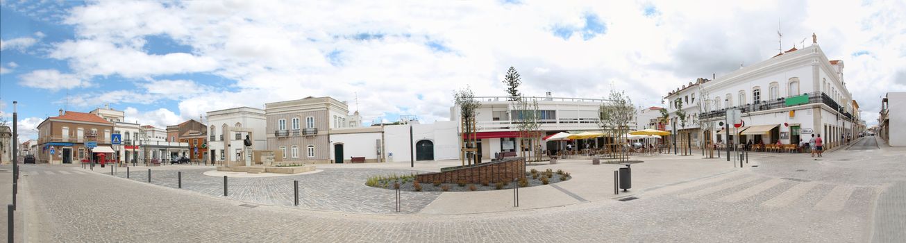 View of the renovated Sao Bras de Alportel main plaza, located in Portugal.