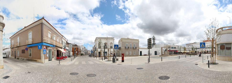 View of the renovated Sao Bras de Alportel main plaza, located in Portugal.