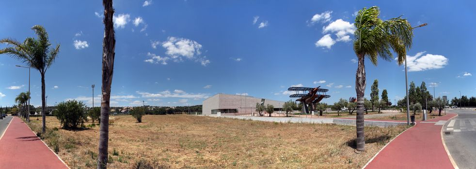 SAO BRAS DE ALPORTEL, PORTUGAL: 30th april, 2017 - First aerial crossing of the South Atlantic made by Gago Coutinho and Sacadura Cabral replica seaplane monument.