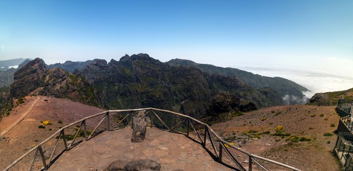 Pico do Arieiro mountain range viewpoint, located in Madeira island, Portugal.