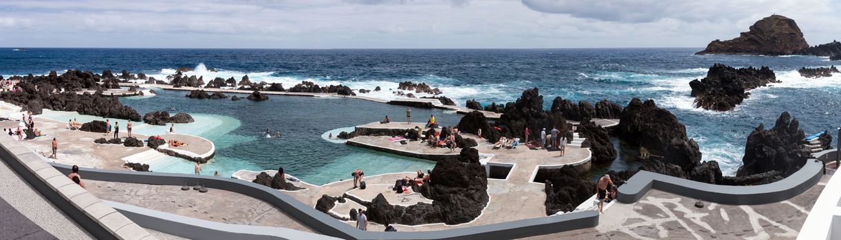 Porto Moniz natural volcanic water pools, located in Madeira island, Portugal.