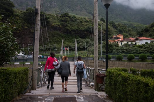 Tourists visiting Madeira island, near Sao Vicente region.