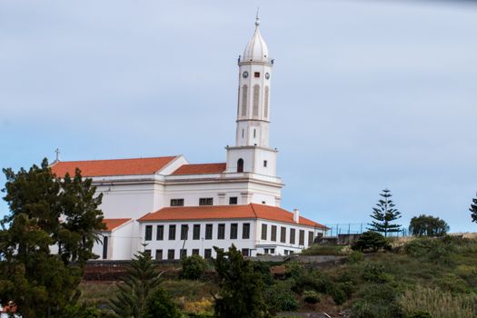 View of a modern Christian church in Madeira island.