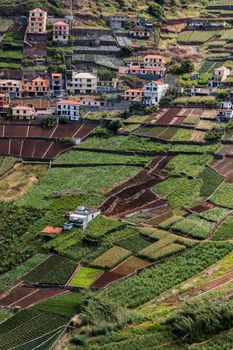 View of small farmland lots viewed from above.