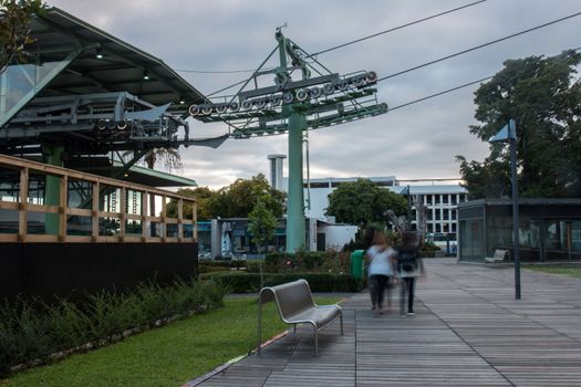 View of the Aerial lift mechanisms in Funchal city