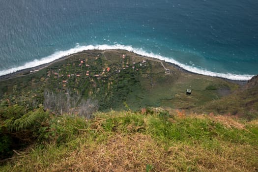 View of the famous Faja da Quebrada Nova viewpoint in Madeira island, Portugal.