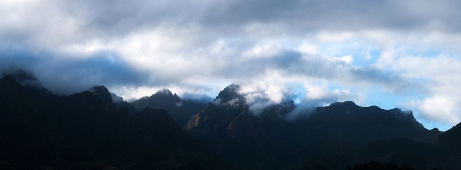 Wide view of the typical Mountain landscapes of Madeira Island, Portugal.