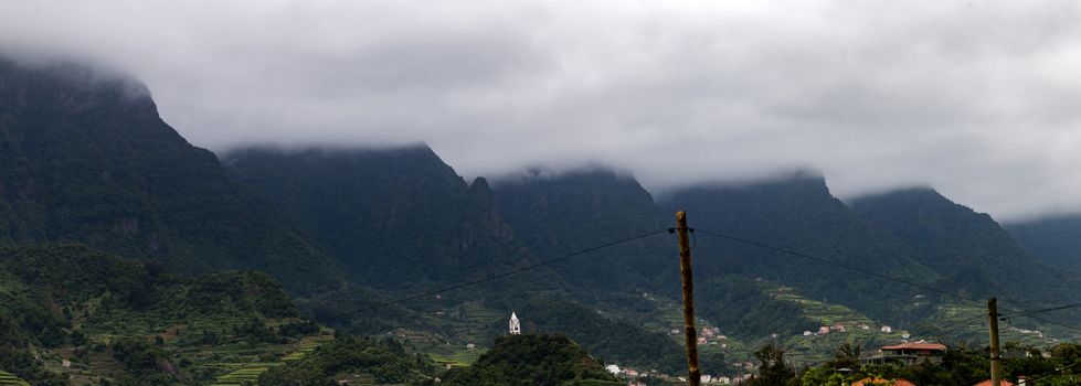 Wide view of the typical Mountain landscapes of Madeira Island, Portugal.