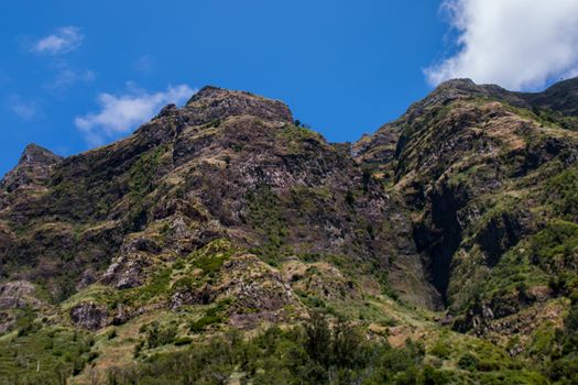 Wide view of the typical Mountain landscapes of Madeira Island, Portugal.