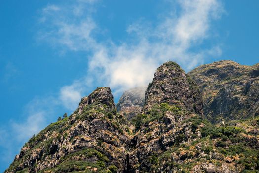 Wide view of the typical Mountain landscapes of Madeira Island, Portugal.