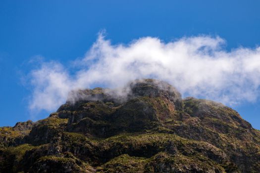 Wide view of the typical Mountain landscapes of Madeira Island, Portugal.