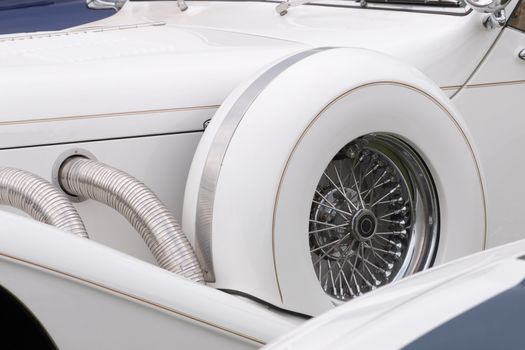 Close up view details from a classic car.