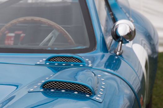 Close up view of a classic Sports car details.