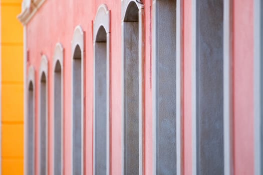 Close up view of Portuguese architecture detail from the buildings.