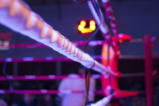 Close up view details of a kickboxer ring.