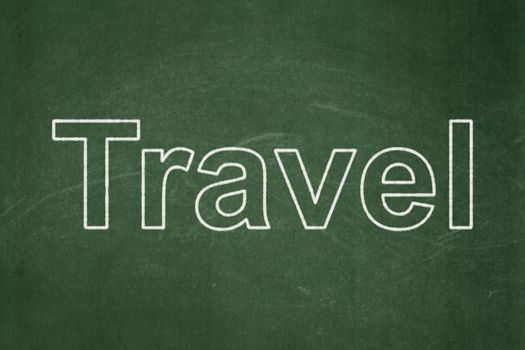 Tourism concept: text Travel on Green chalkboard background