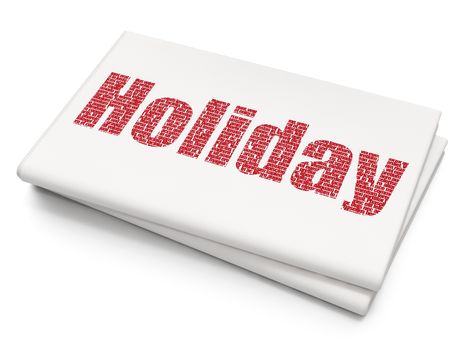 Tourism concept: Pixelated red text Holiday on Blank Newspaper background, 3D rendering