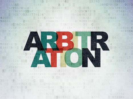 Law concept: Painted multicolor text Arbitration on Digital Data Paper background