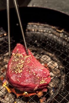 grilled Freshness Japanese wagyu  meat BBQ yakiniku