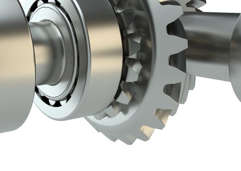 Cog gears mechanism concept. 3d illustration. Isolated on white