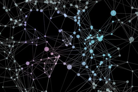 Global network connections with points and lines. Wireframe.