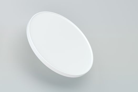 Blank round white signboard on gray background. 3d rendering.