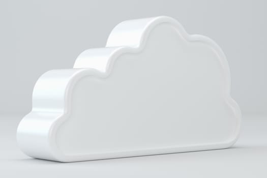 White cloud icon. 3d rendering on studio background