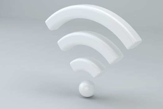 Wi Fi Wireless Network Symbol, 3d rendering on gray background