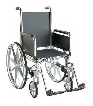 Wheelchair isolated on white background. 3d illustration